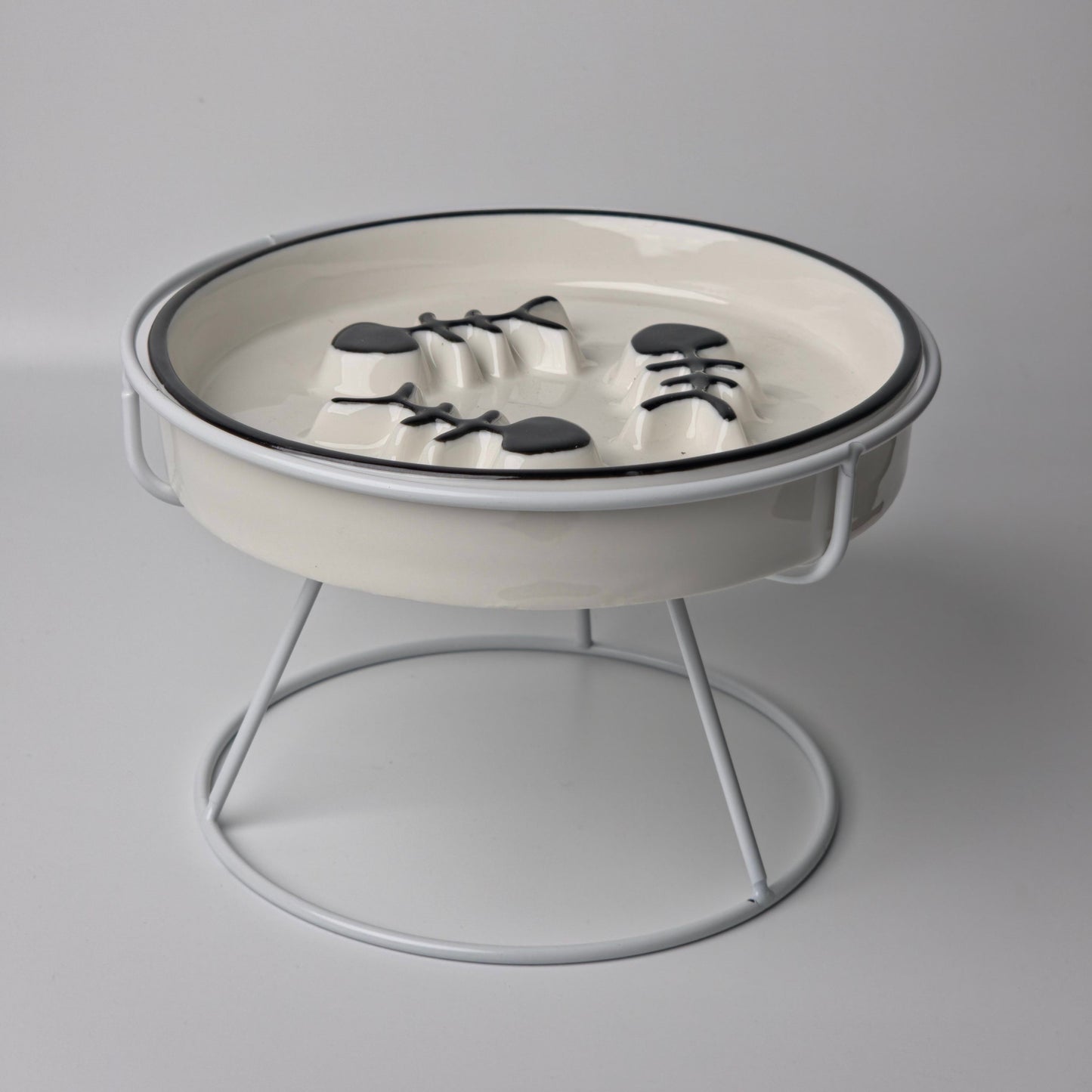 Elevated Slow Feeder Cat Bowl | Anti-Gulping Ceramic Bowl with Stand | Whisker-Friendly Healthy Feeding Bowl