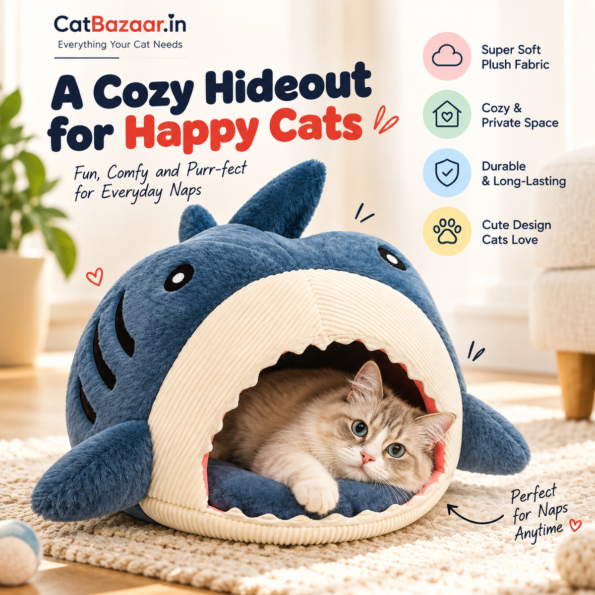 Shark Cat Cave Bed – Hideout