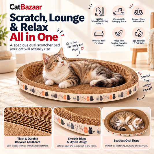 Oval Cat Scratcher Bed – Scratch & Rest