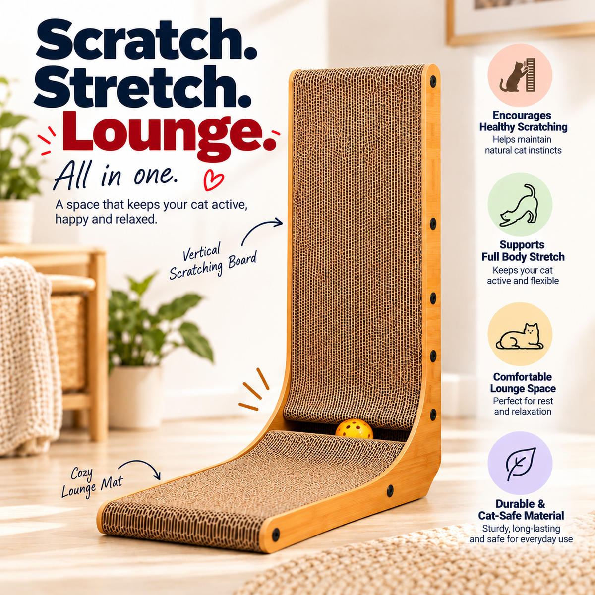 L-Shaped -Corrugated Scratch Board with Ball Track