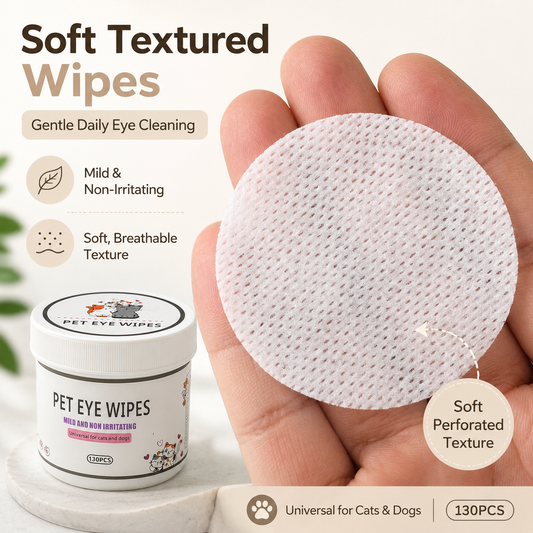 Pet Eye Wipes for Cats & Dogs – Mild Non-Irritating Round Eye Cleaning Wipes, 130 PCS
