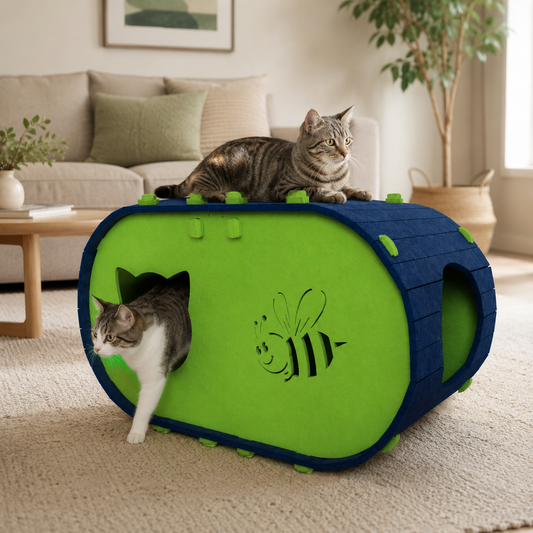 Interactive Felt Cat Tunnel House – Scratch, Play & Rest Space for Cats