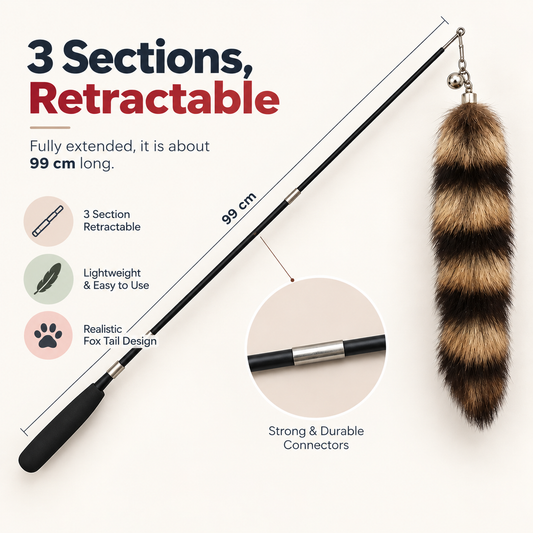 Retractable Cat Teaser Wand with Fluffy Toy