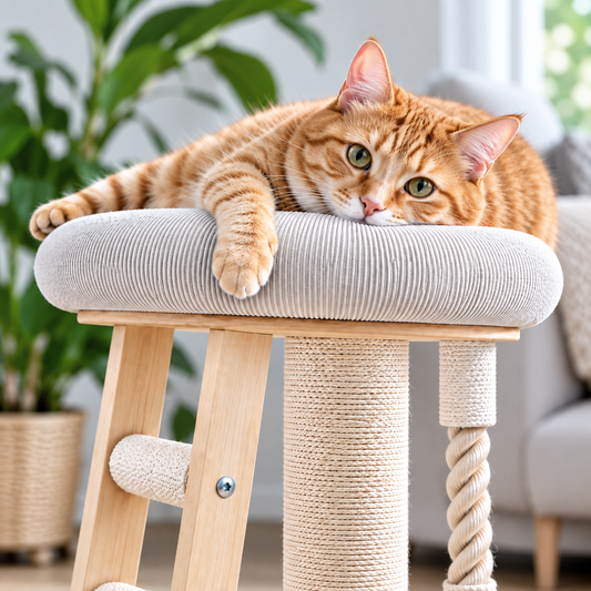 Cat Tree with Plush Perch, Sisal Scratching Post & Climbing Ladder