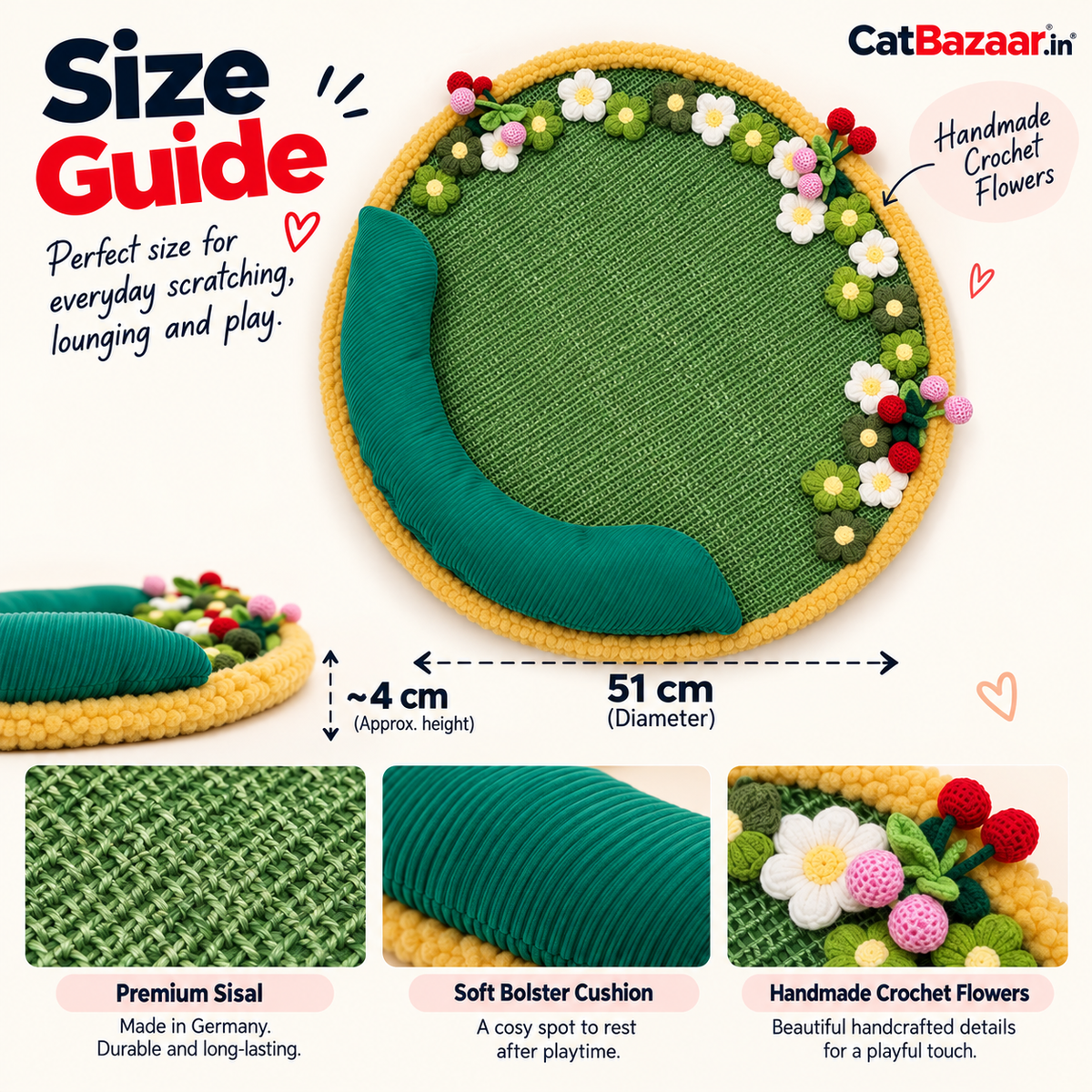 Sisal Cat Scratch Mat – Flower Garden Scratch Pad