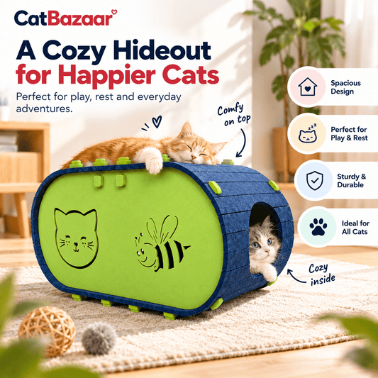 Felt Cat Tunnel House with Scratcher - Catbazaar.in