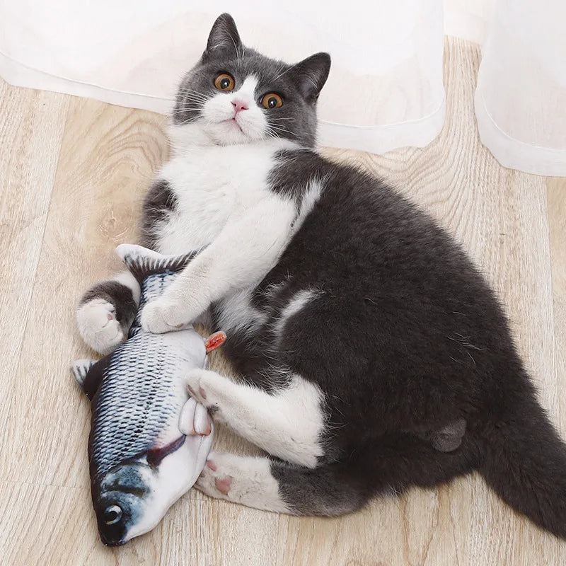 Interactive Flopping Fish Cat Toy | USB Rechargeable Moving Fish Toy for Cats with Touch Sensor & Realistic Tail Movement
