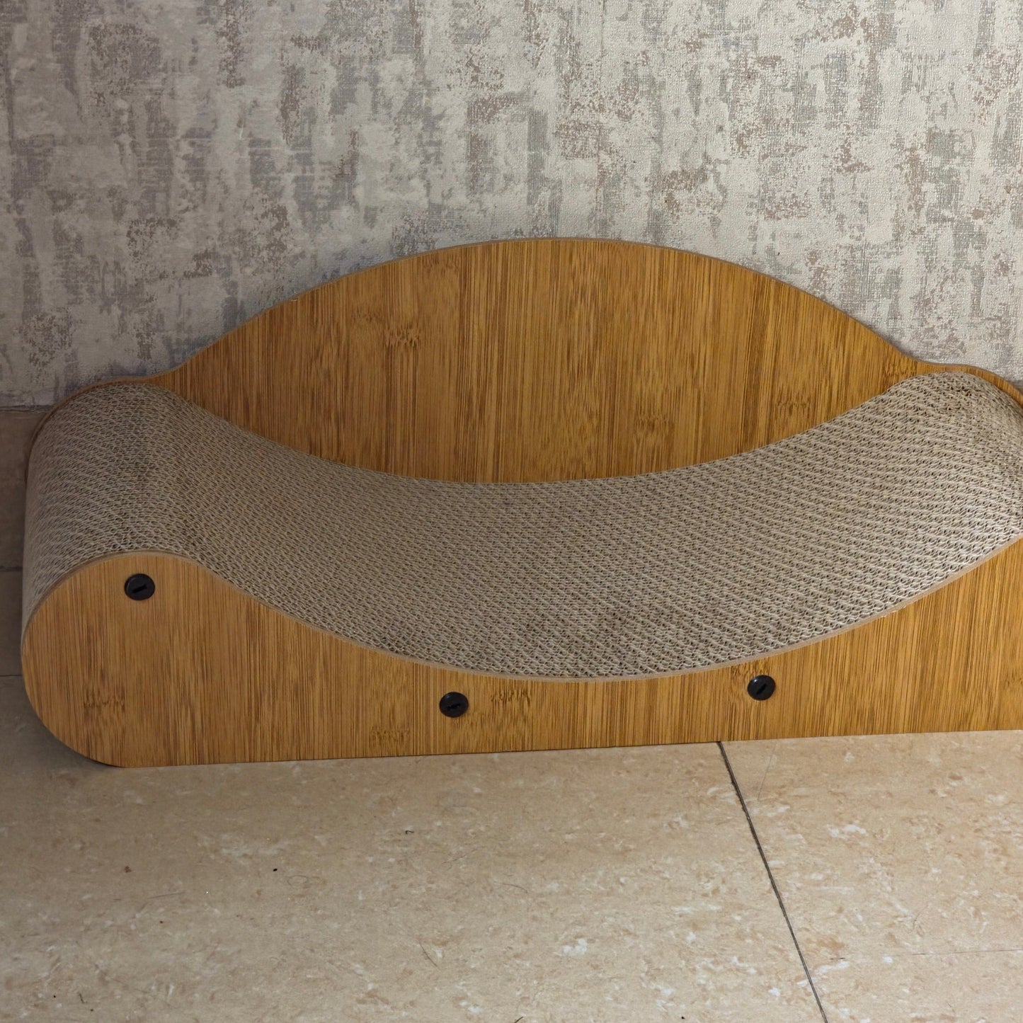 Large Wooden Cat Scratcher Bed | Curved Cat Lounge, Scratch Board Sofa & Resting Bed for Indoor Cats