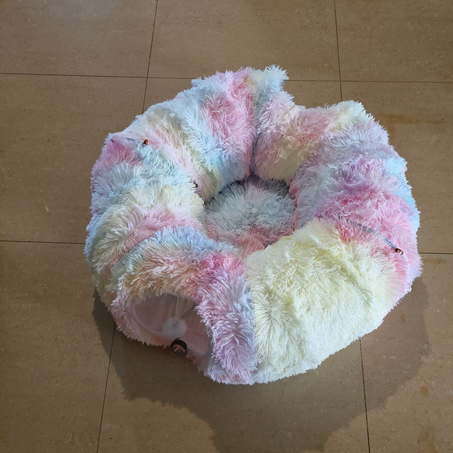 Ultra-Soft Calming Cat Bed with Tunnel Hideout | Anti-Anxiety Plush Nest for Cats