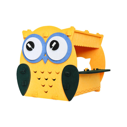 Owl Cozy Cat House Bed – Warm Enclosed Hideout with Elevated Lounge Platform