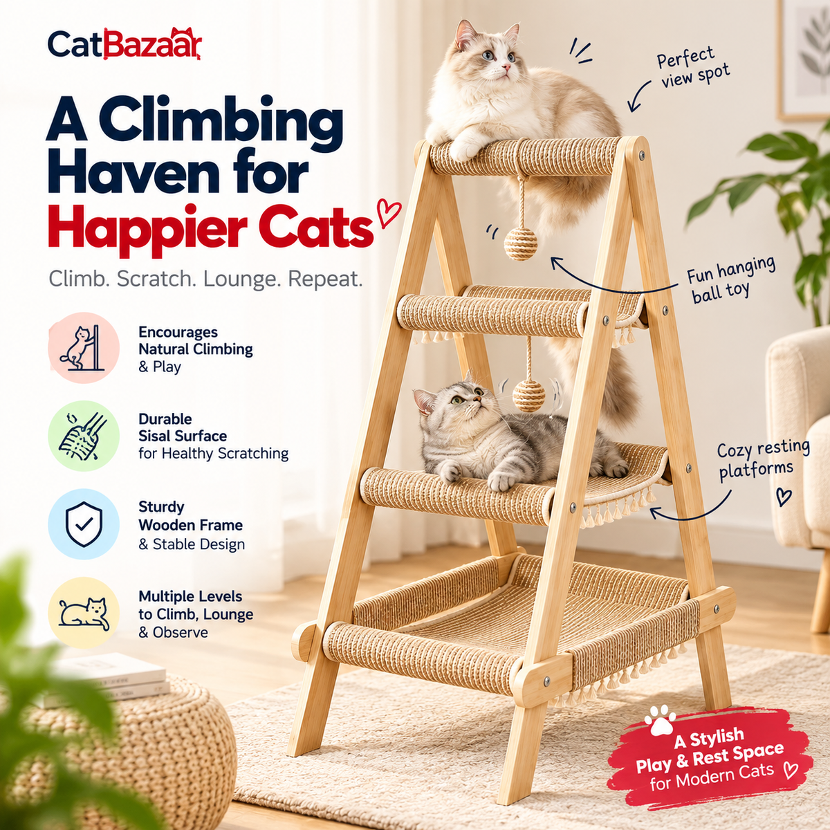 Cat Climbing Frame – Scratch, Climb & Relax