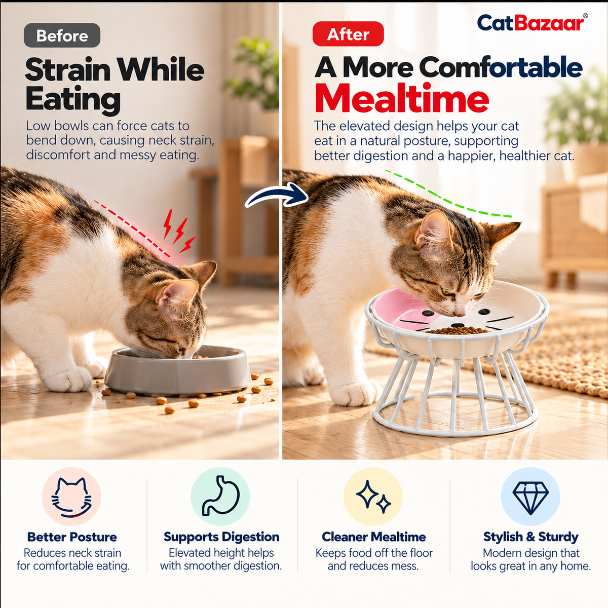 CatBazaar Elevated Cat Bowl
