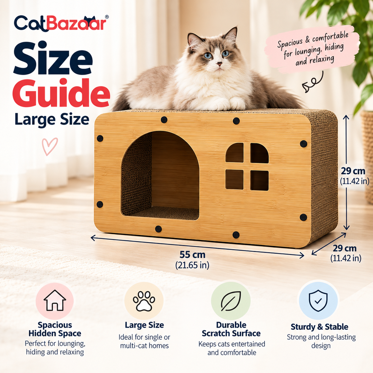 Cat Scratcher House with Cozy Hideaway for Cats – CatBazaar