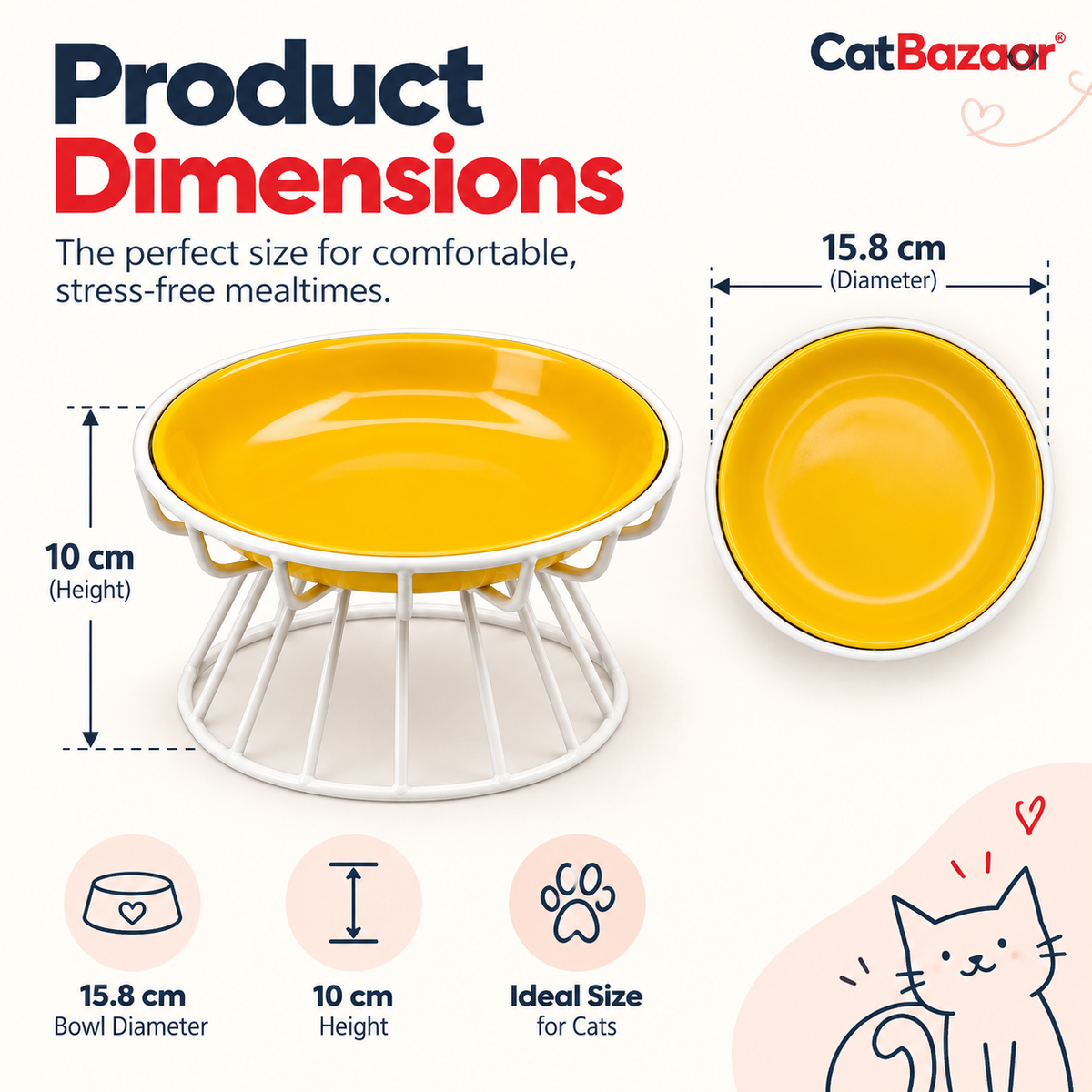 Elevated Ceramic Bowl with White Metal Stand