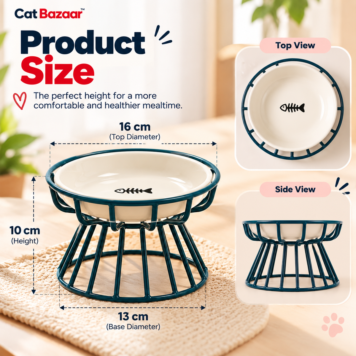 Elevated Cat Bowl – Ceramic Bowl with Metal Stand