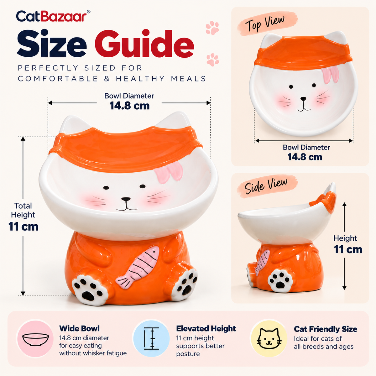 Elevated Ceramic Cat Food Bowl