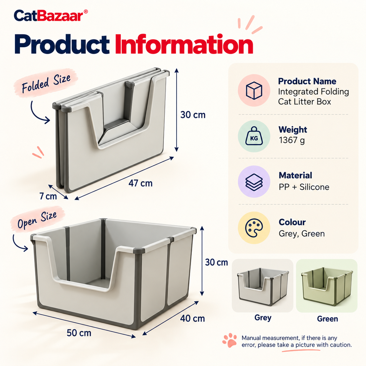 Foldable Cat Litter Box I Travel Litter Box