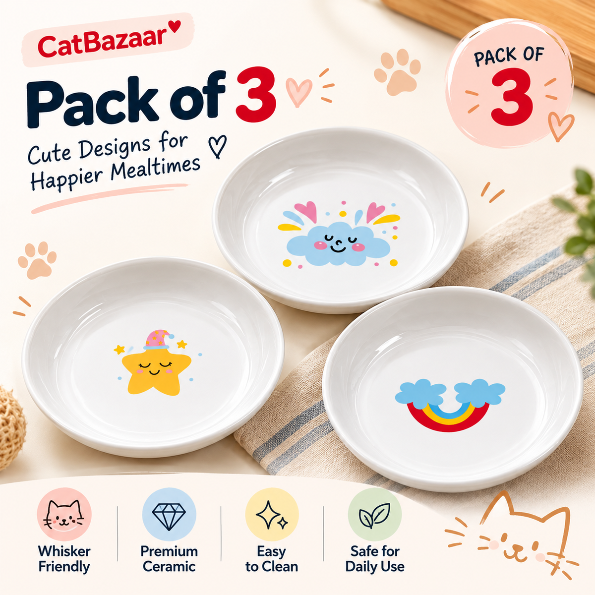 Ceramic Cat Food Bowl – 14.8 cm