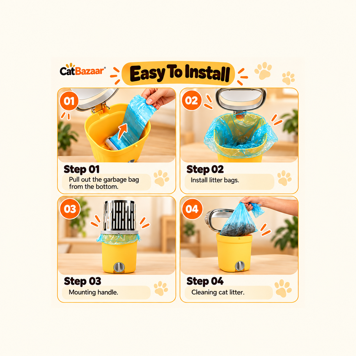 Self-Cleaning Cat Litter Scoop –Waste Bin