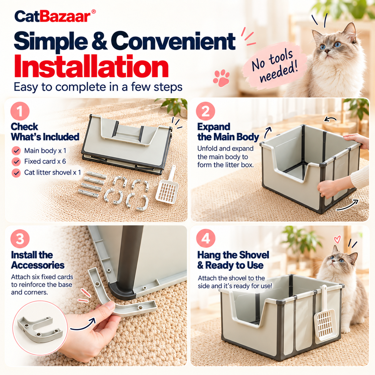 Foldable Cat Litter Box I Travel Litter Box