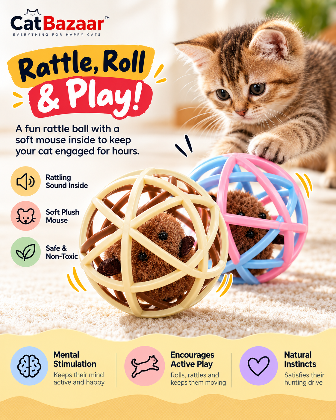 Mouse Ball Cat Toy – Bird Sound