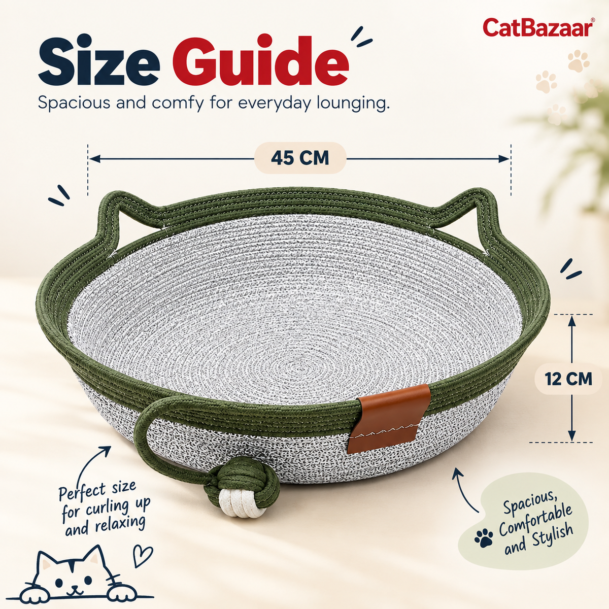 Woven Cotton Rope Cat Bed – Eco-Friendly Basket