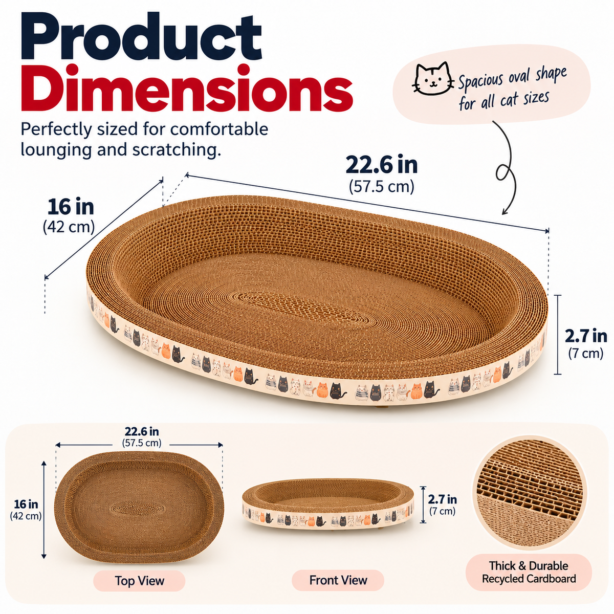 Oval Cat Scratcher Bed – Scratch & Rest