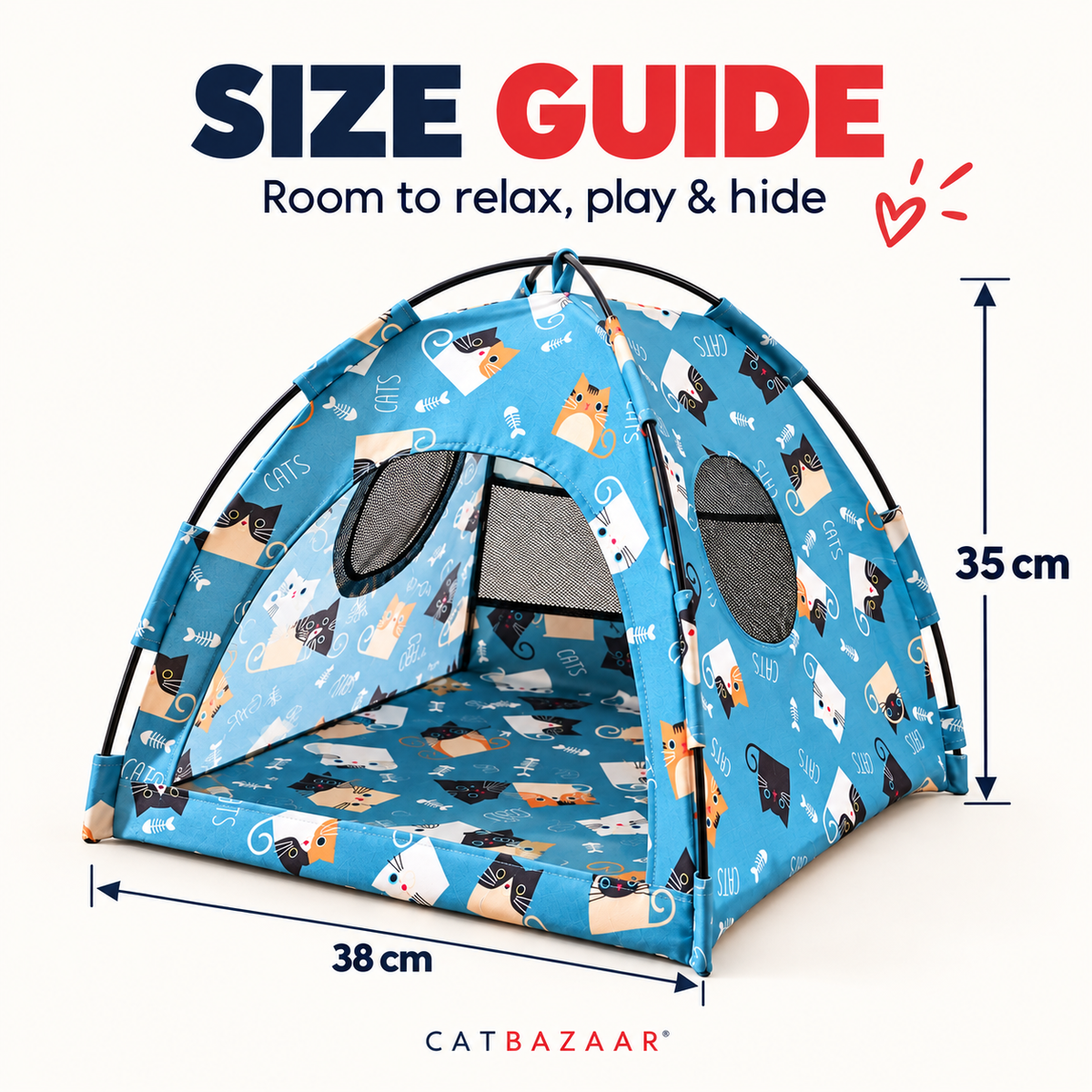 Foldable Cat Tent Bed – Breathable Indoor Hideout