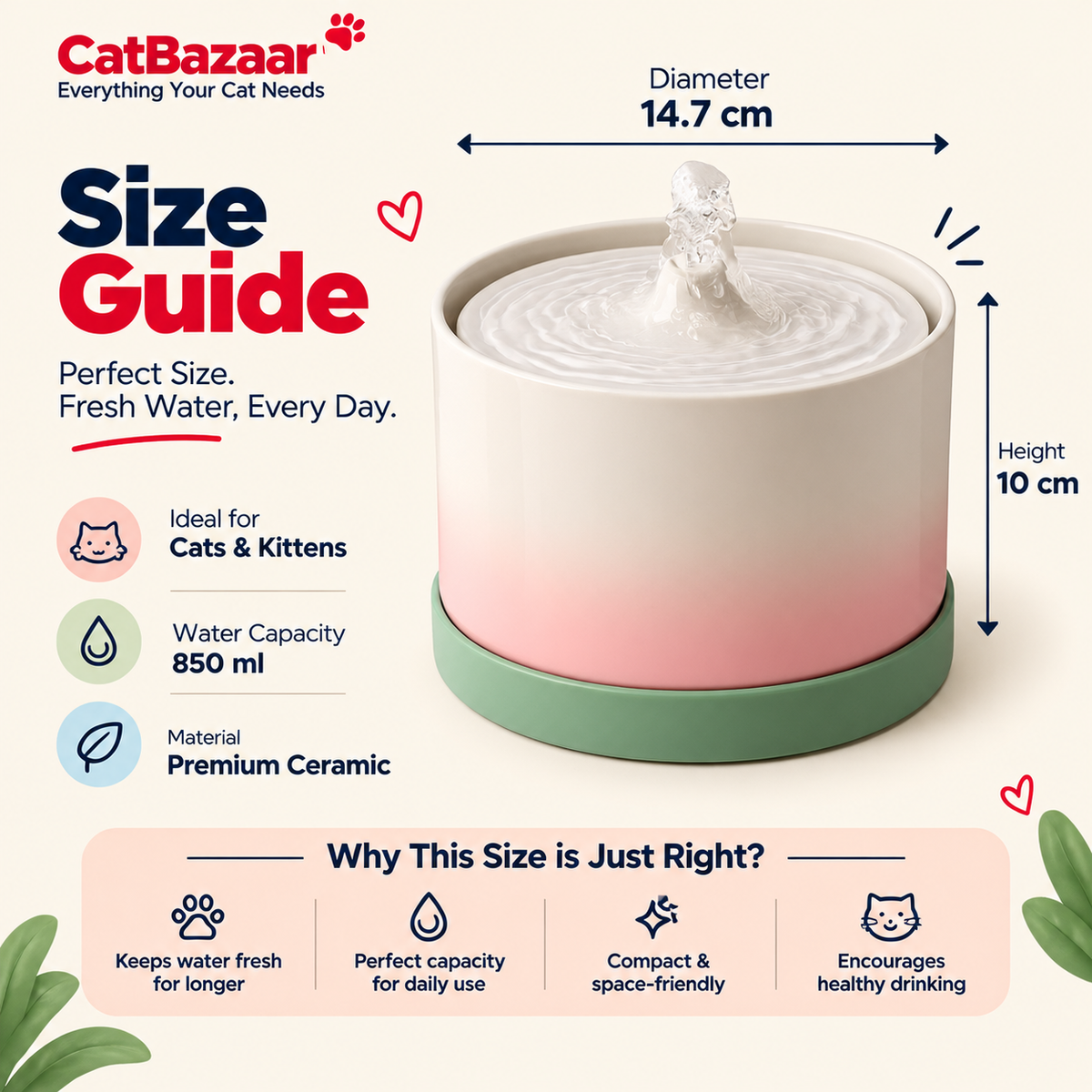 Ceramic Cat Water Fountain – Quiet Flow