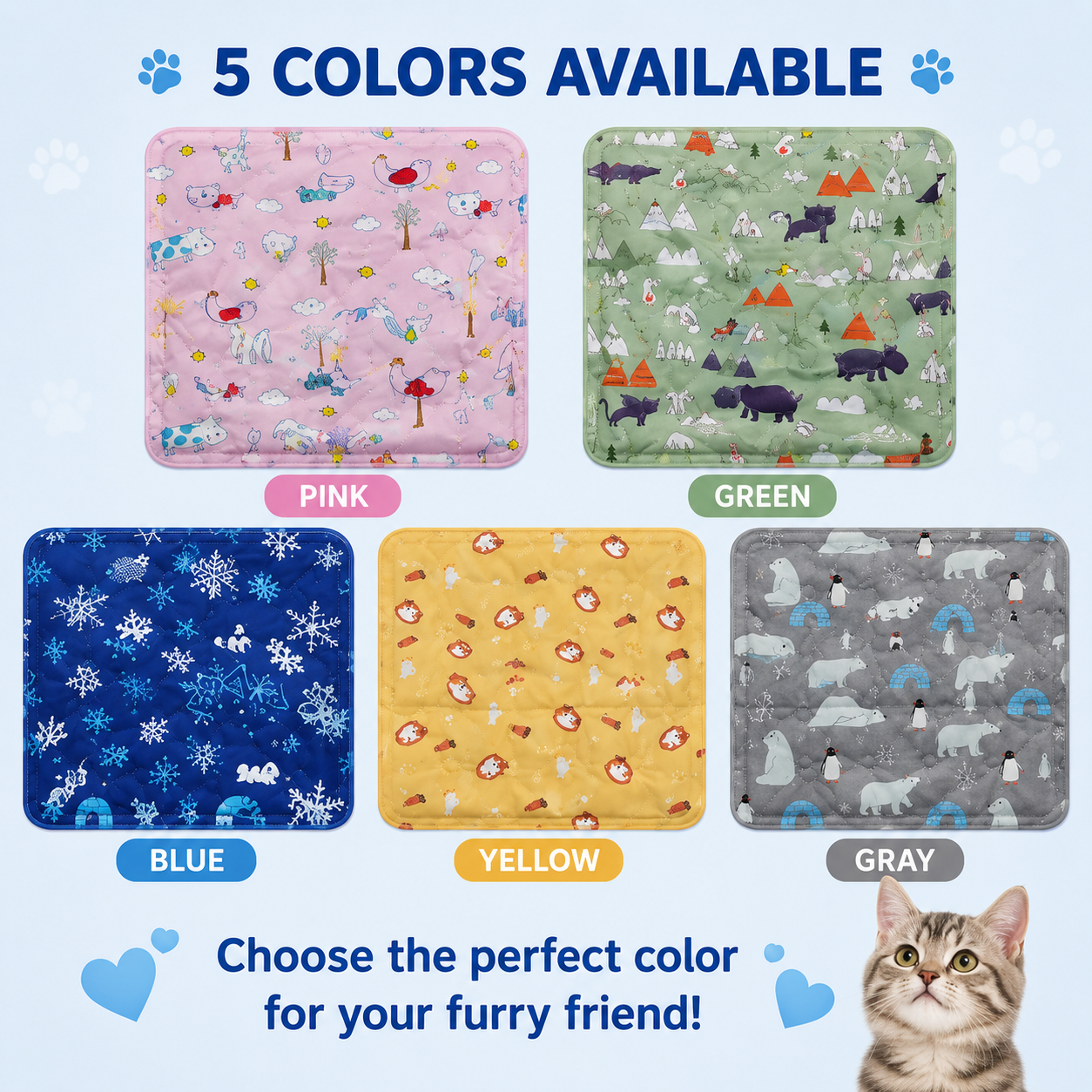 Cooling Gel Pet Mat for Cats & Dogs – Self Cooling Pad, Waterproof, Leak-Proof, Non-Toxic Summer Cooling Bed for Pets