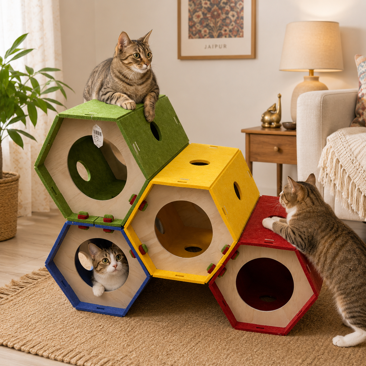 Large Modular Cat Tunnel Play House | Cat Activity Tunnel & Hideout Toy