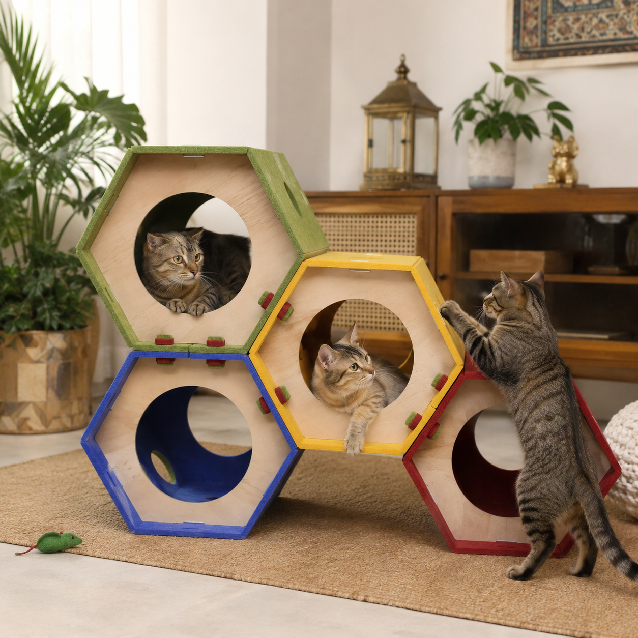 Large Modular Cat Tunnel Play House | Cat Activity Tunnel & Hideout Toy