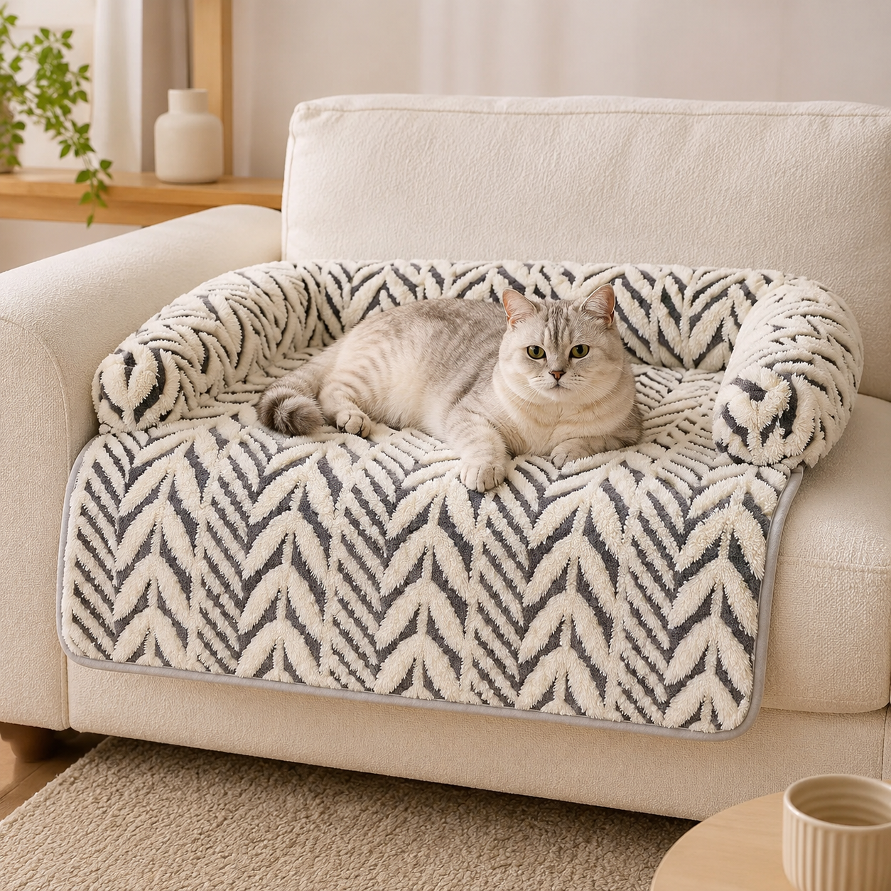 Plush Pet Sofa Protector Bed for Cats | Luxury Couch Cover