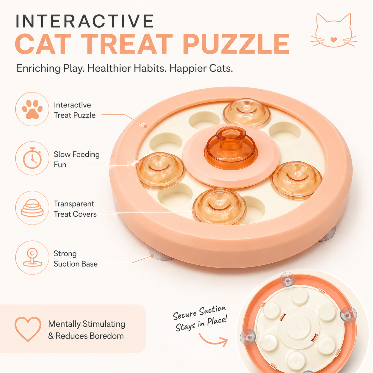 Interactive Puzzle Feeding Toy for Cats & Dogs | Anti-Slip, Mental Enrichment Food Dispenser