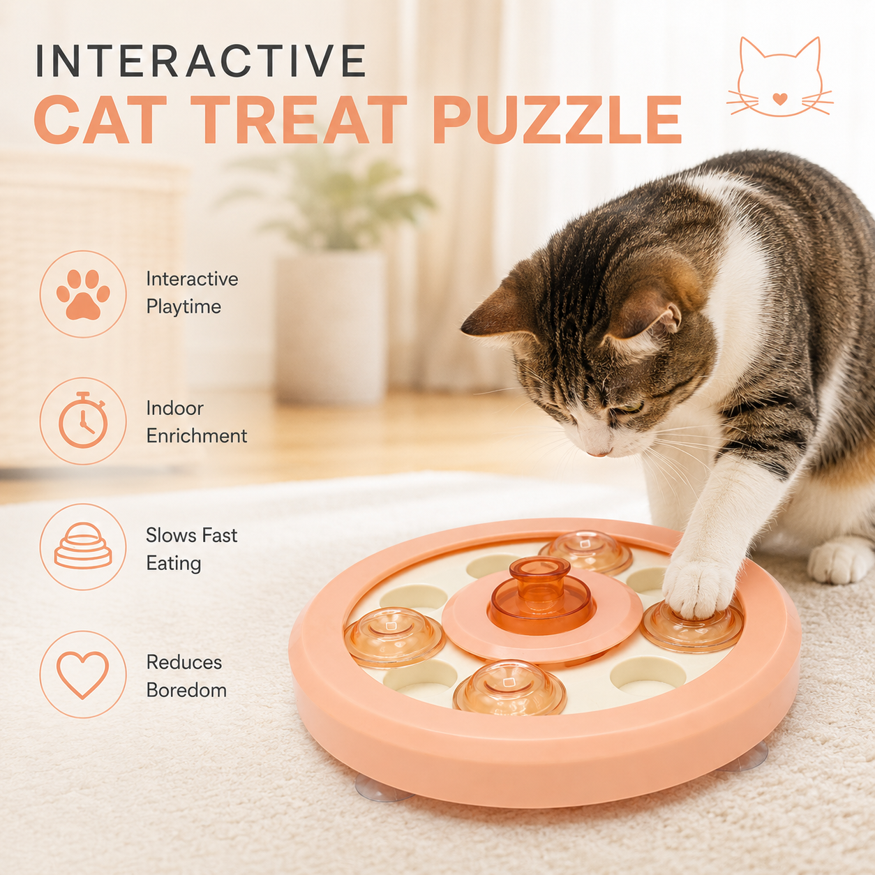 Interactive Puzzle Feeding Toy for Cats & Dogs | Anti-Slip, Mental Enrichment Food Dispenser
