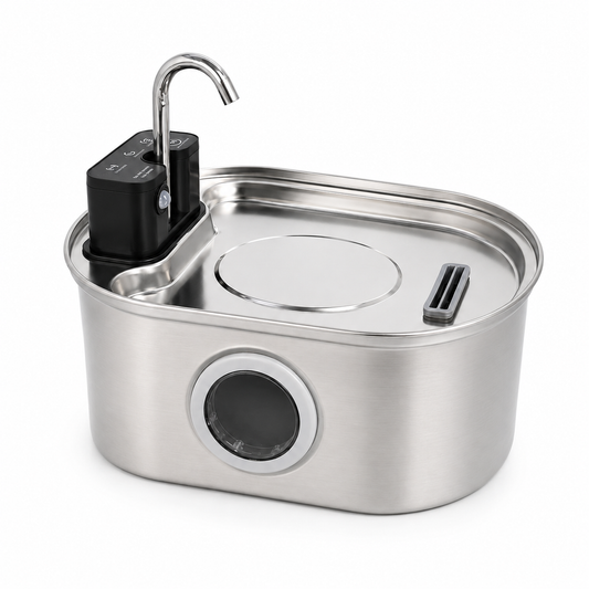 Smart Stainless Steel Cat Water Fountain – 3.2L Cordless Pet Water Dispenser with Triple Filtration, Motion Sensor, LED Indicator & Ultra-Quiet Pump