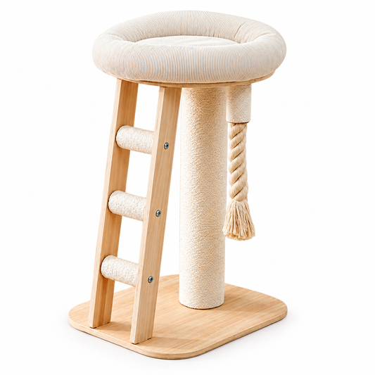 Cat Tree with Plush Perch, Sisal Scratching Post & Climbing Ladder