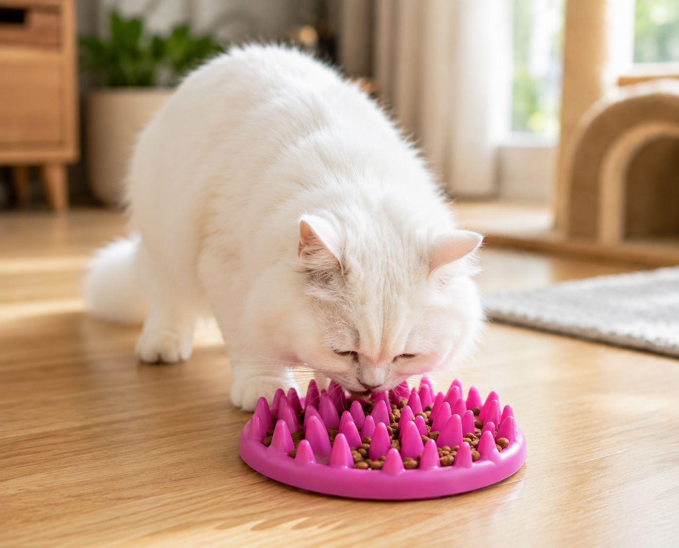Anti-Gulp Slow Feeder Cat Bowl | Silicone Spike Feeding Mat for Healthy Eating