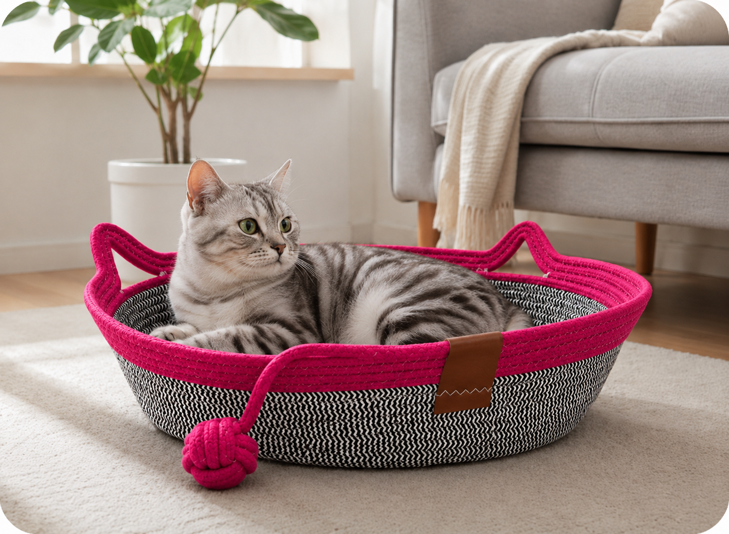Woven Cotton Rope Cat Basket Bed | Eco-Friendly