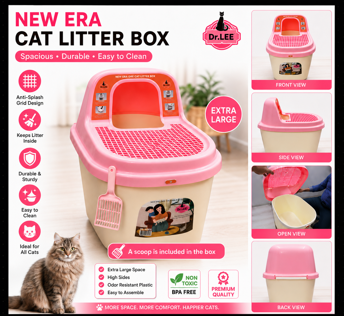 Enclosed Cat Litter Box with Hood