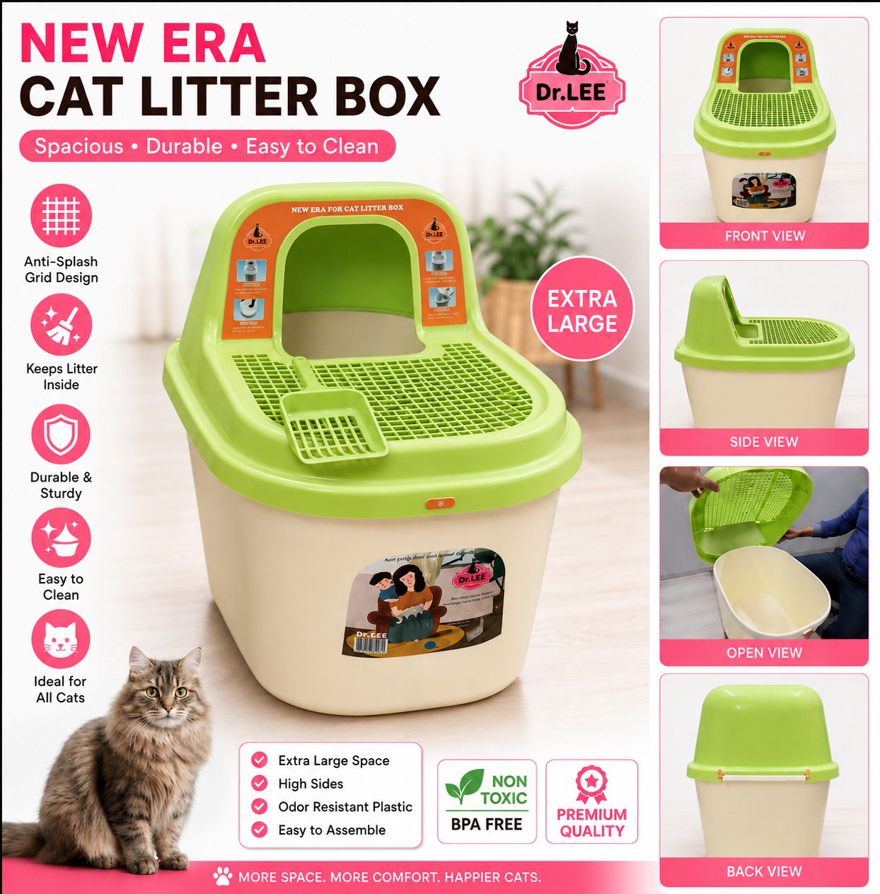 Enclosed Cat Litter Box with Hood
