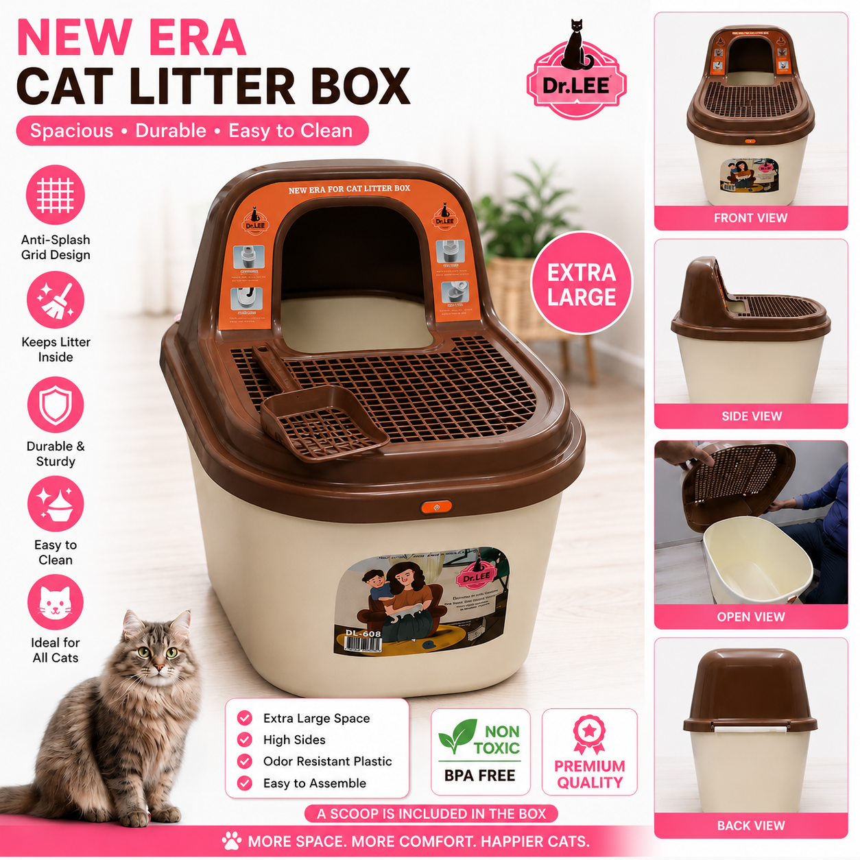 Enclosed Cat Litter Box with Hood