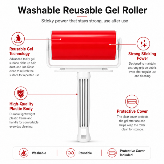 Washable Reusable Gel Lint Roller for Pet Hair, Dust & Lint Removal.