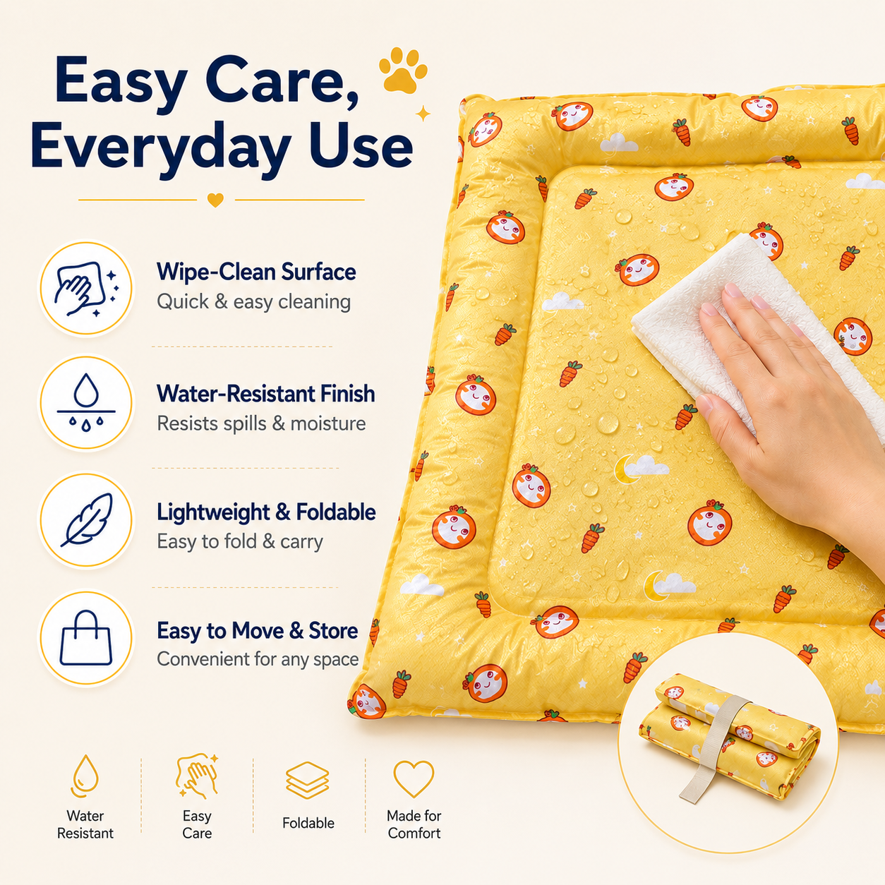 Self-Cooling Gel Pet Mat for Cats & Small Pets – Pressure-Activated Cooling Bed with Soft Cushioned Border, Water-Resistant.