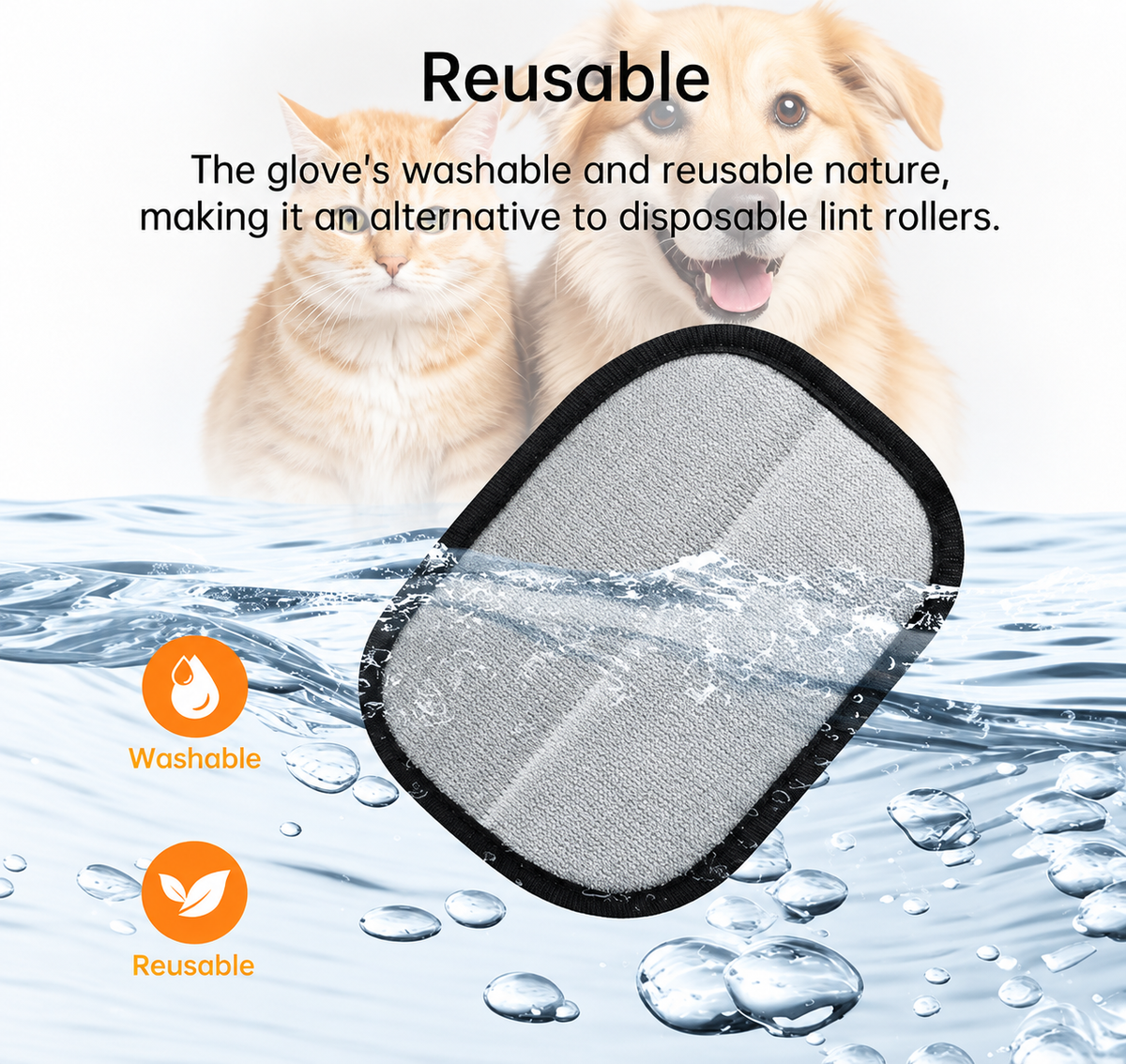Pet Hair Removal Glove for Cats & Dogs-Reusable