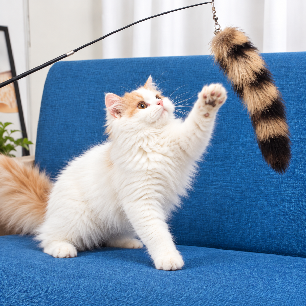 Retractable Cat Teaser Wand with Fluffy Toy