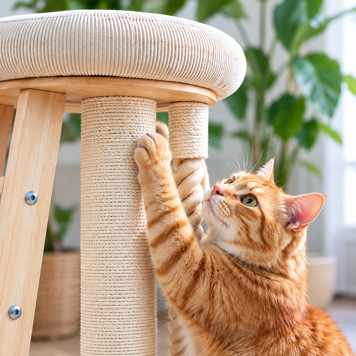 Cat Tree with Plush Perch, Sisal Scratching Post & Climbing Ladder