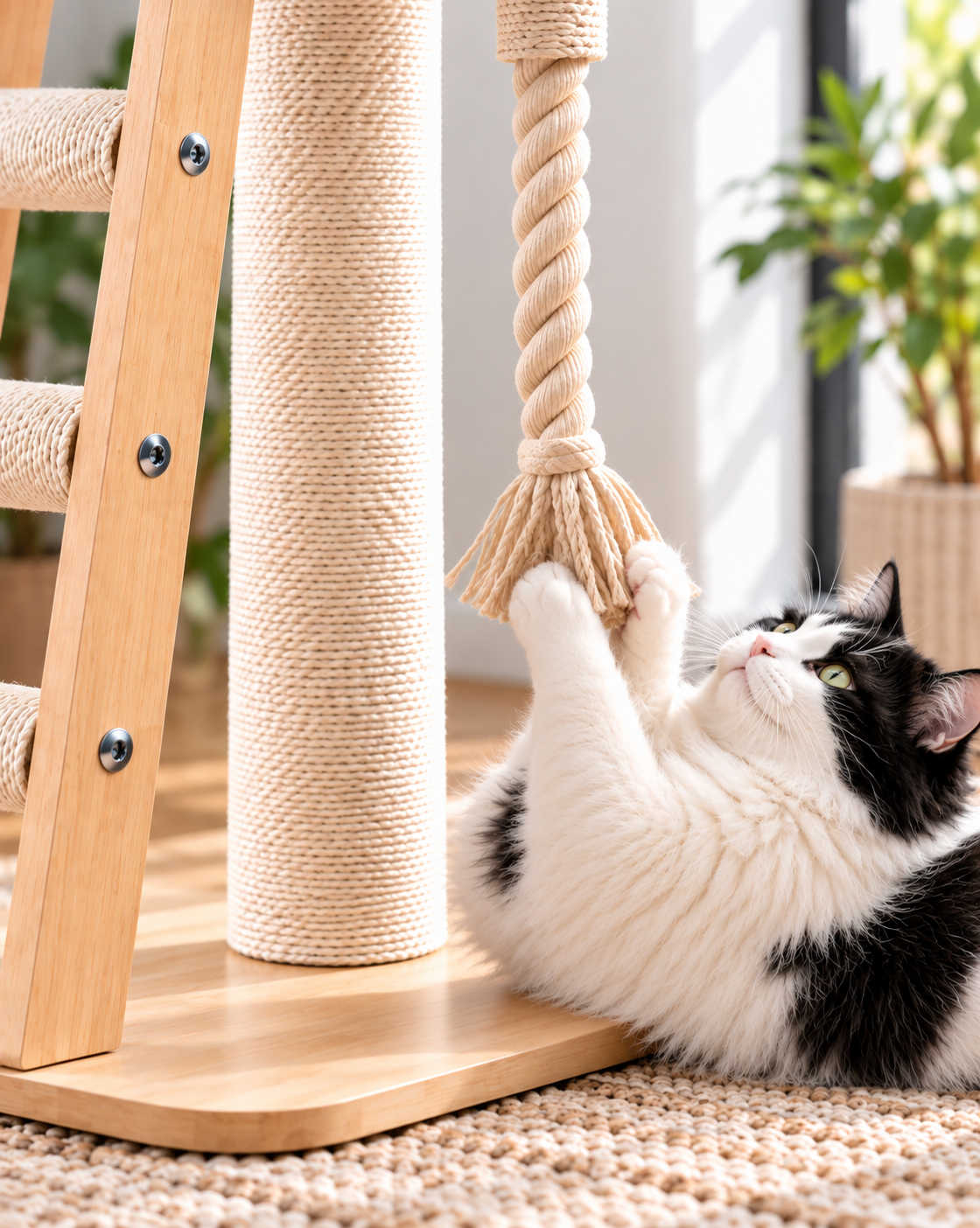 Cat Tree with Plush Perch, Sisal Scratching Post & Climbing Ladder