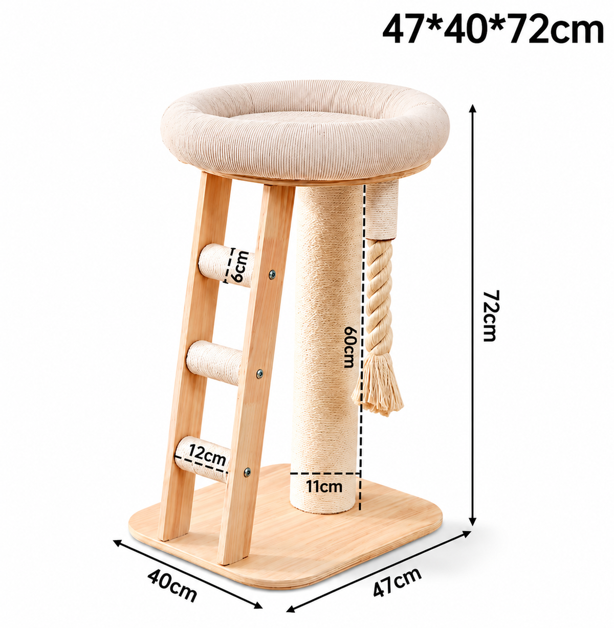 Cat Tree with Plush Perch, Sisal Scratching Post & Climbing Ladder