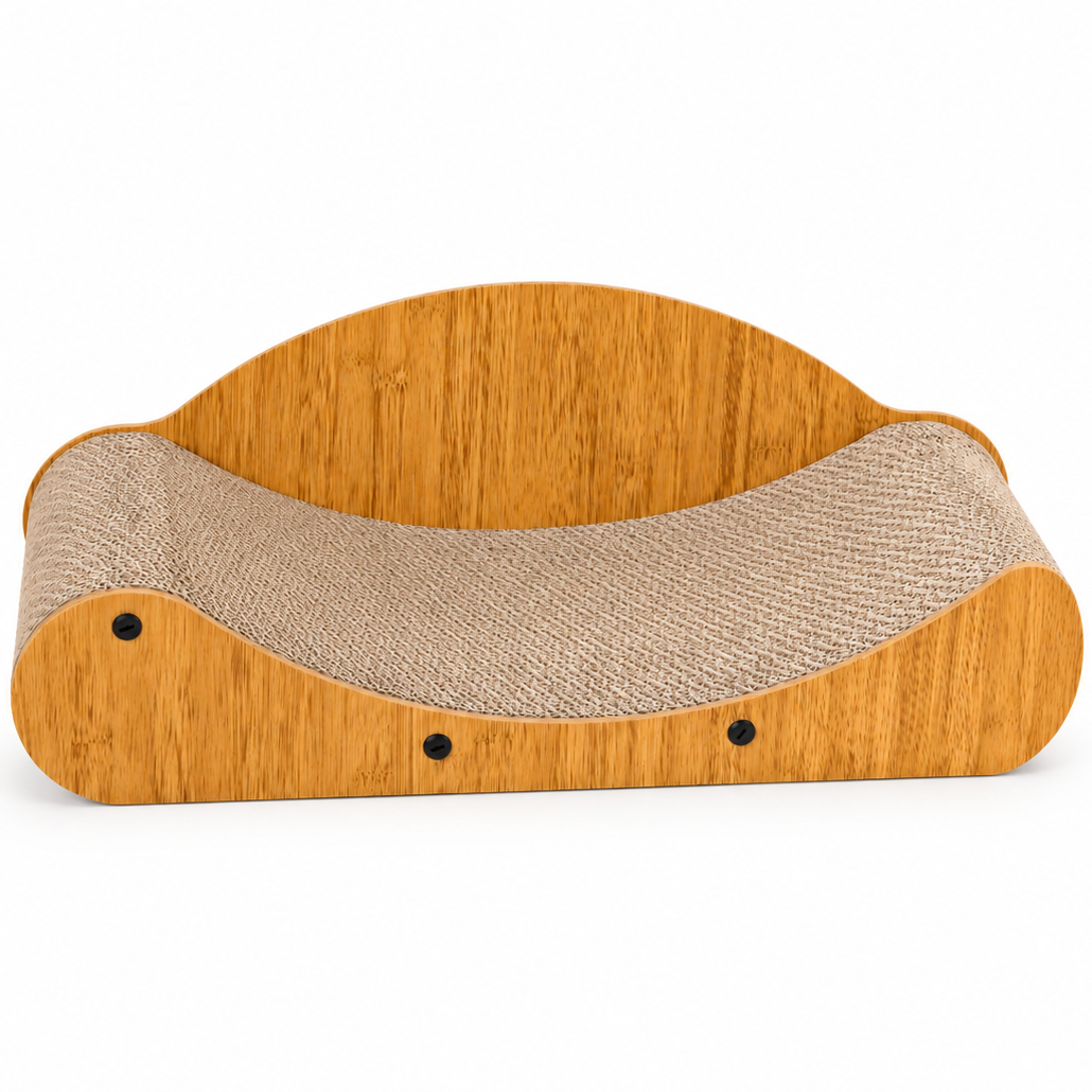Wooden Cat Scratcher Bed – Curved Lounge & Scratch Board